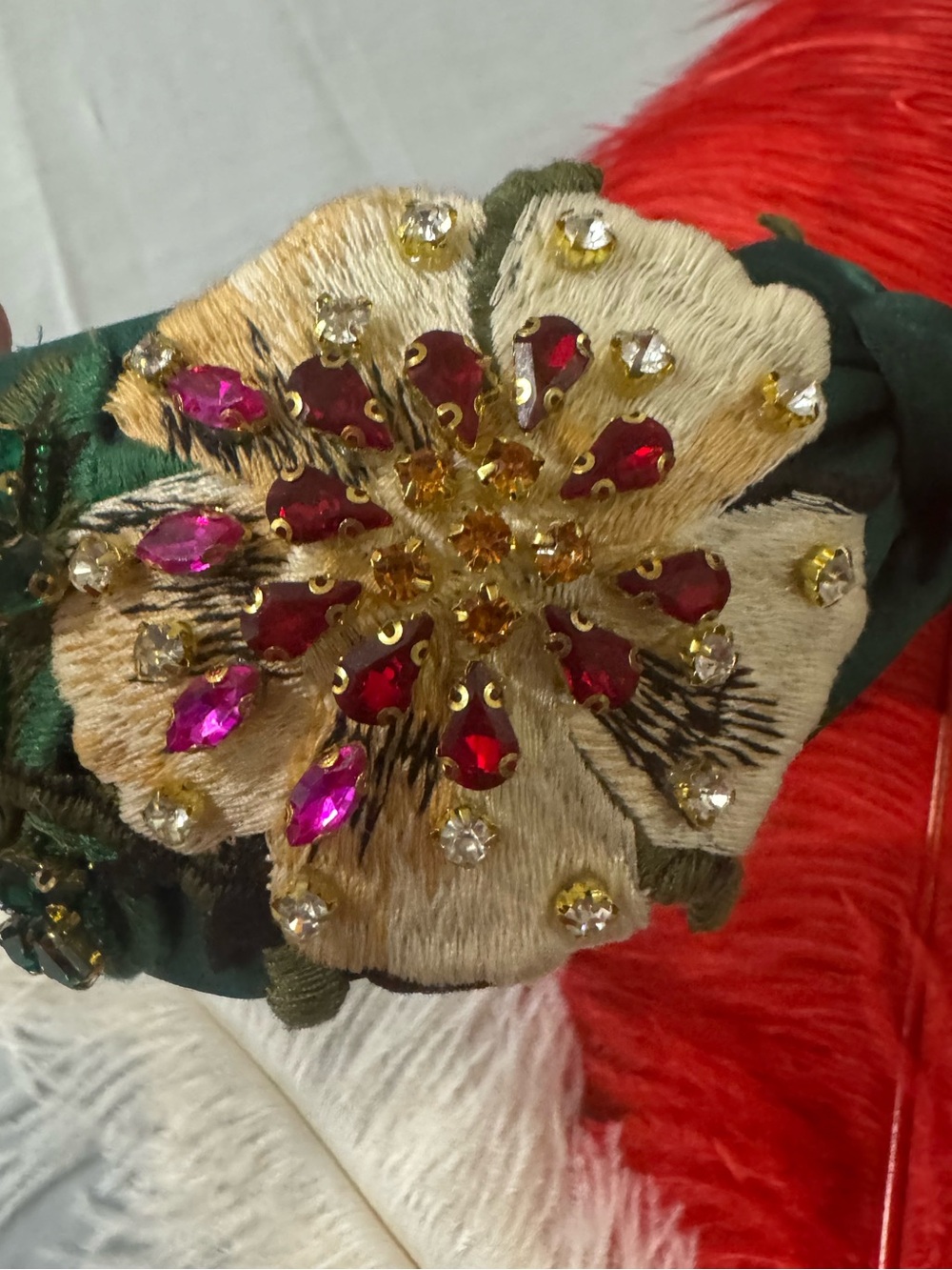 Luxurious Embellished Satiny Headband with Floral Gem Accent - NWT - Handmade